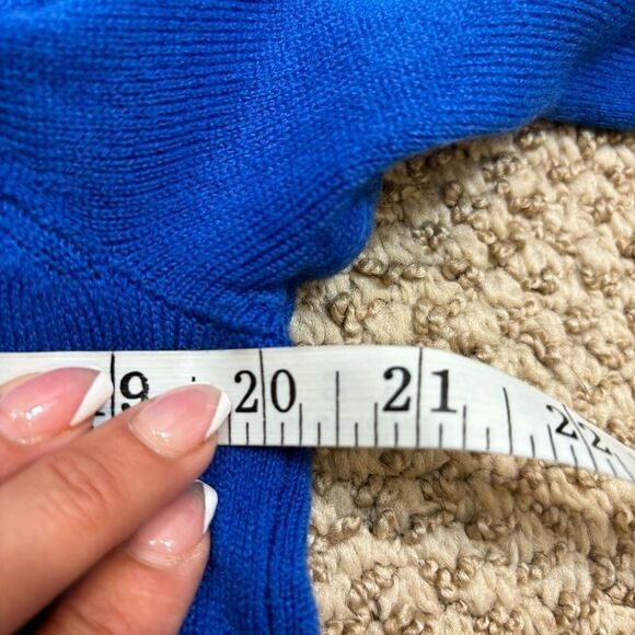 Ladies Bedford Fair Blue Long Sleeve‎ Knit Sweater with Neck Tie Petite Large - Picture 7 of 10